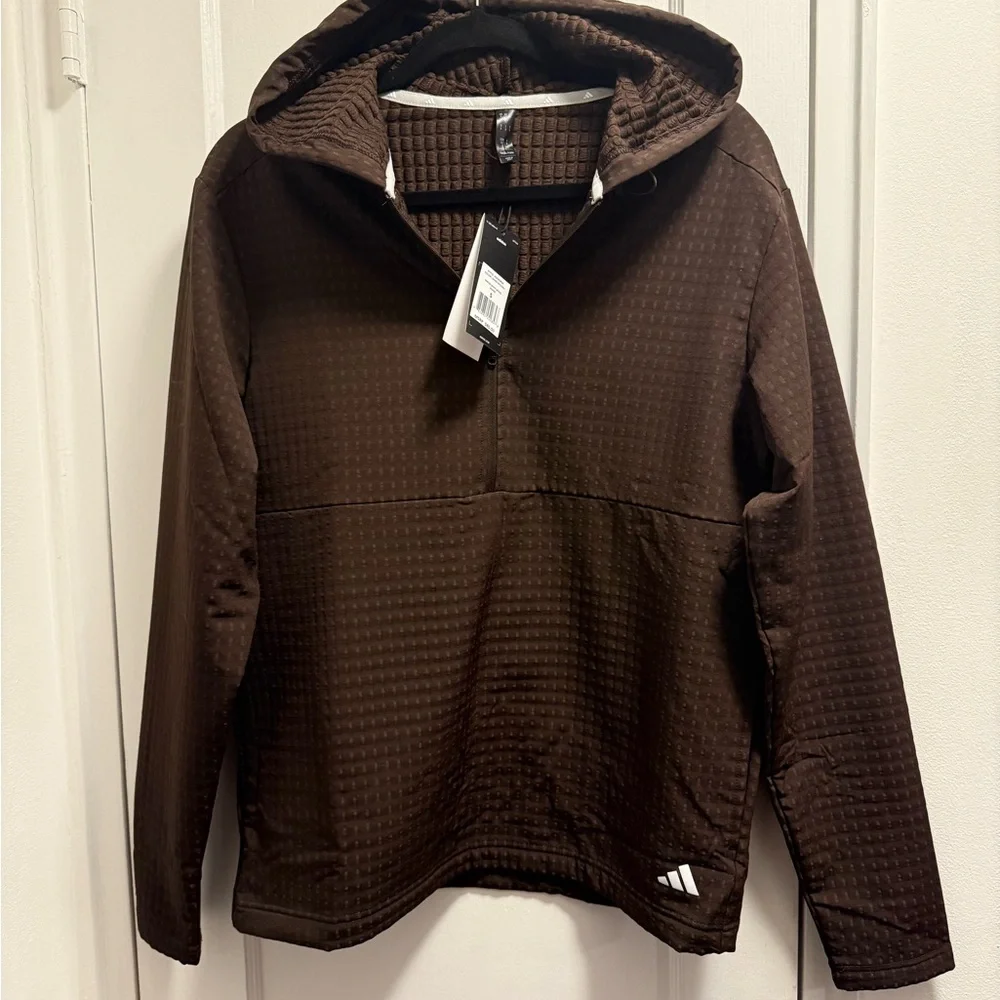 🤎 ✨ADIDAS Quarter Zip Wind Hoodie – Chocolate Brown – Men’s Small – NEW✨ - Picture 5 of 6